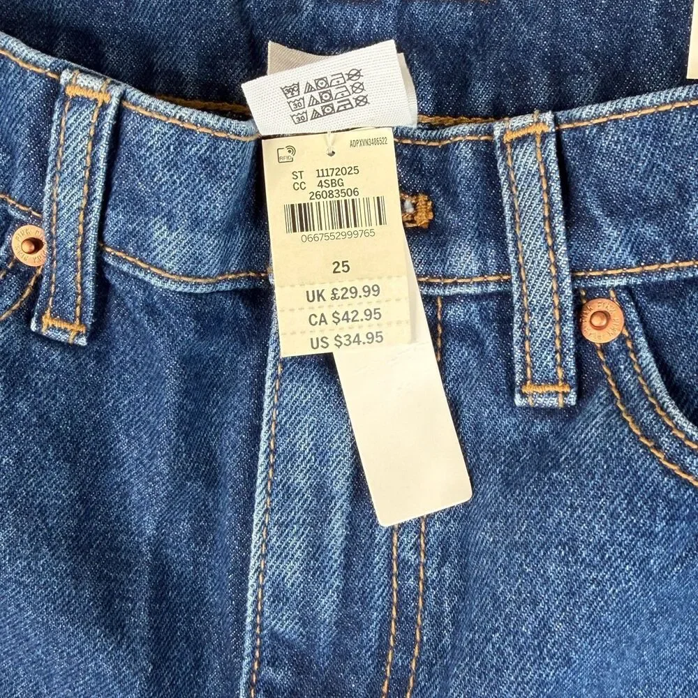 VICTORIA'S SECRET Pink Cut Off Short Women 25 Blue Denim High Rise Zip Fly Booty